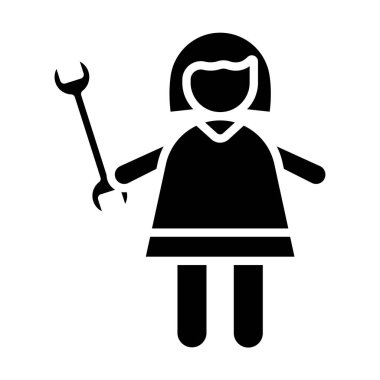 Kürek ikonlu kadın, vektör illüstrasyonu