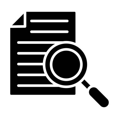 Büyüteç ve kağıt simgesi. Büyüteç vektör çiziminin basit tasarımı.