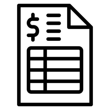 kağıt belge simgesi ana hatlı vektör. İş belgesi. kağıt belge