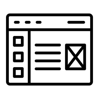 Web sayfası ikon ana hatları vektörü. Online pazarlama. dijital pazarlama