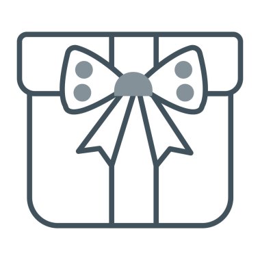 Hediye kutusu simgesi, satır vektör illüstrasyonu