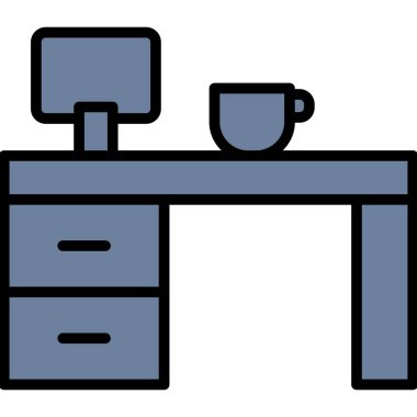 Masa başı ofis simgesi ana hat biçiminde