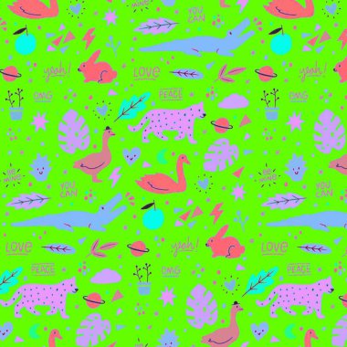 Farklı aksesuarlara sahip renkli arkaplan