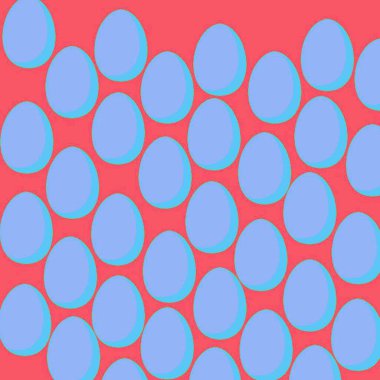 Mavi arka planda renkli paskalya yumurtaları olan kusursuz bir desen. Paskalya ve diğer tatiller için bayram arka planı.