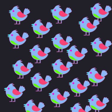 Çizgi film kuşlarının kusursuz deseni.