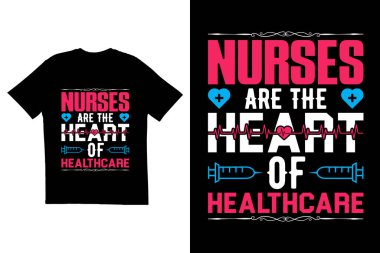 Hemşireler sağlık hizmeti tişörtü tasarımının kalbidir. Hemşire t-shirt tasarımı. Hemşireler için gömlek