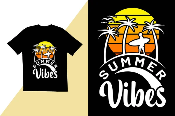 Vibrações Verão Shirt Design Tipografia Shirt Design Template Verão Shirt — Vetor de Stock