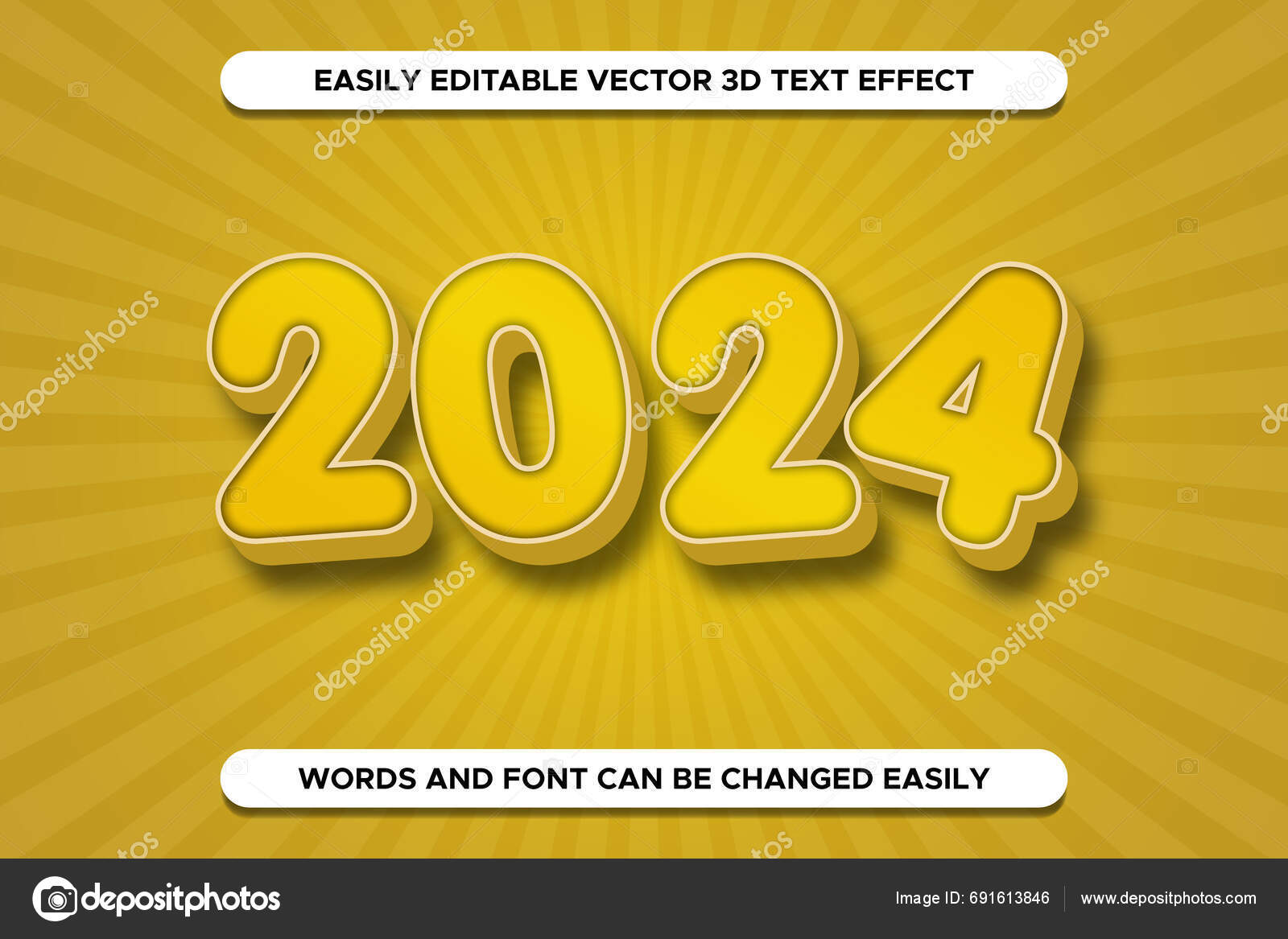 2024 Text Effect Vector Editable New Year 2024 Text Effect Stock Vector