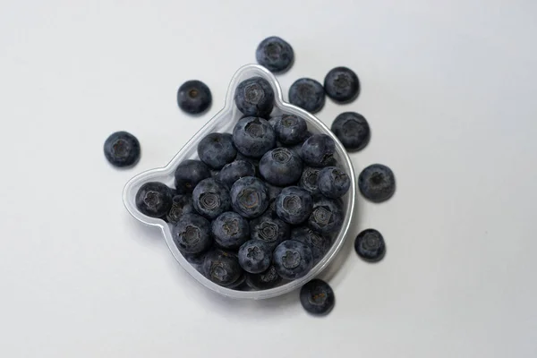 Group Fresh Blueberries Bowl White Background Healthy Food Aesthetics — Stock Photo, Image