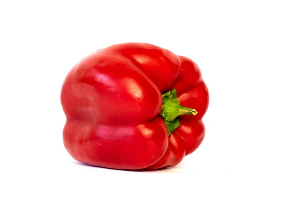 Pimenta Vermelha Isolada Sobre Fundo Branco Red Pepper Seu Lado — Fotografia de Stock