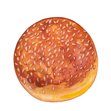 Beyaz arkaplanda izole edilmiş sarı burger ekmeği..