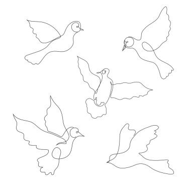 El çizimi sanat güvercinleri vektör logosu (işaret, sembol, simge, illüstrasyon)).
