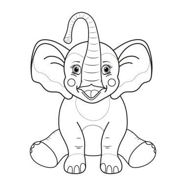 Çocuklar için çocuk boyama kitabı. Animal Elephant çizgi filmi. Vektör illüstrasyonu. 