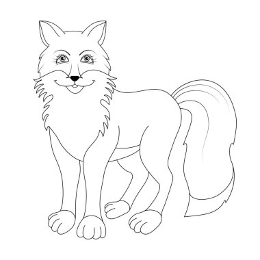 Şirin tilki çizgi film boyama sayfası illüstrasyon vektörü. Çocuk boyama kitabı için..