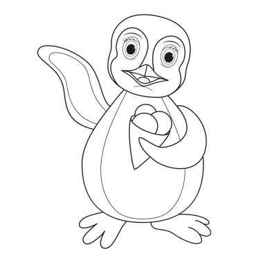 Beyaz arka planda izole edilmiş penguen temsili. Çocuk boyama kitabı için..