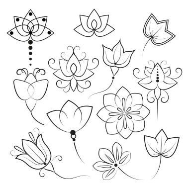 Çiçek stili tasarım elemanları. Vektör illüstrasyonu.