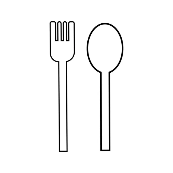 勺子和叉子图标矢量图解设计 — 图库矢量图片