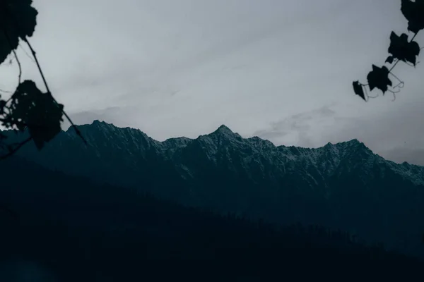 stock image Himalayas with moon, himachal pradesh