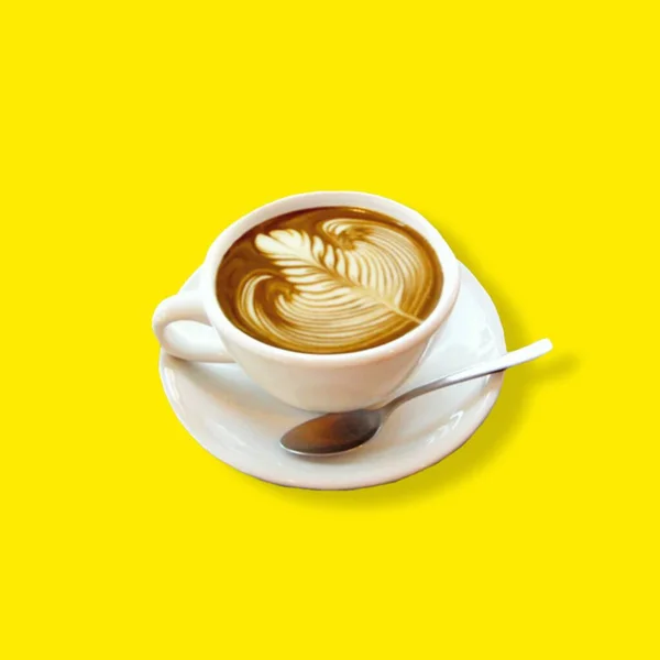 Чашка Кофе Чашка Кофе Желтом Фоне — стоковое фото