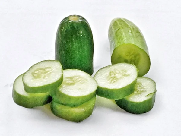 Groene Komkommers Wit Papier — Stockfoto