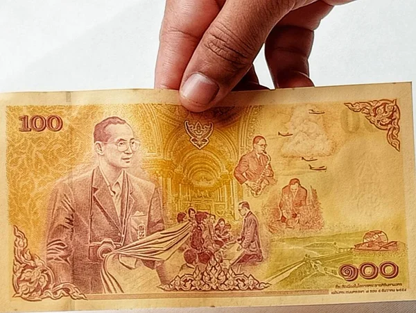 Thajské Bankovky Jsou 100 Koupele Každý — Stock fotografie