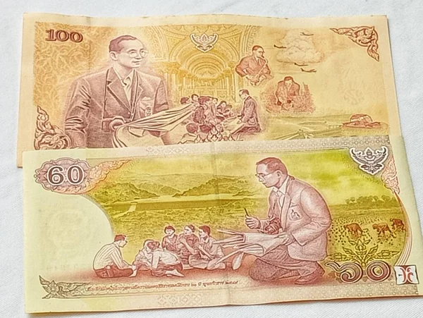 Тайські Банкноти Складають Ванн 100 Ванн Кожна — стокове фото