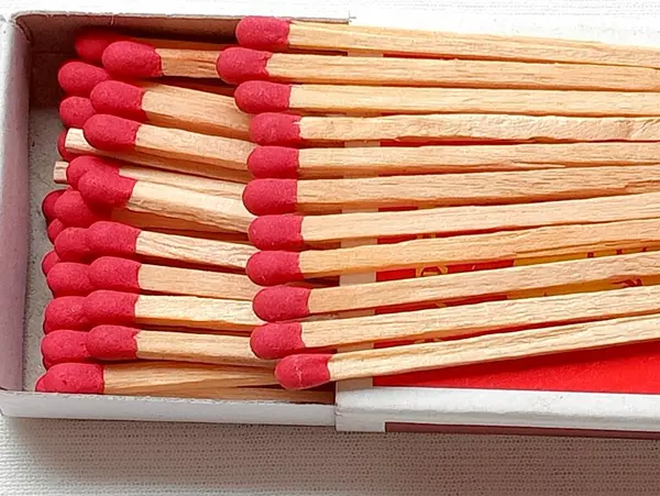 Antique Matchsticks Wooden Stem Red Head Placed White Background Antique — Stock Photo, Image