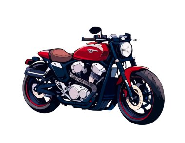 Klasik Motosiklet Vektör Logosu illüstrasyonu, Eski Retro Motosiklet Vektörü.