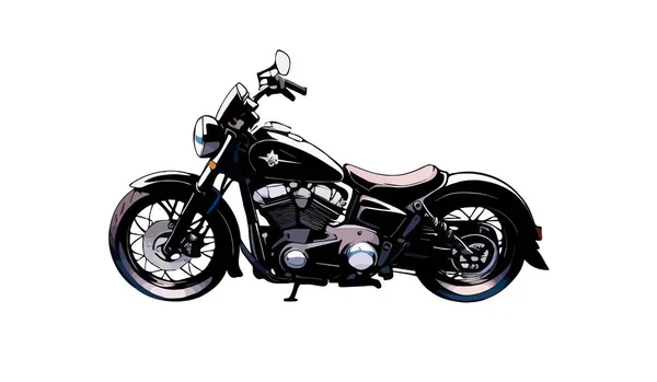 旧式摩托车矢量标志图解 黑色复古摩托车矢量 — 图库矢量图片