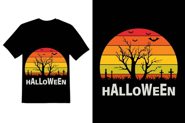 Halloween Skjorta Design Vektor Glad Halloween Fest Med Natt Och — Stock vektor