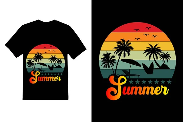 Yaz Tişörtü Tasarımı Yaz Atmosferi Gömlek Tasarımı — Stok Vektör