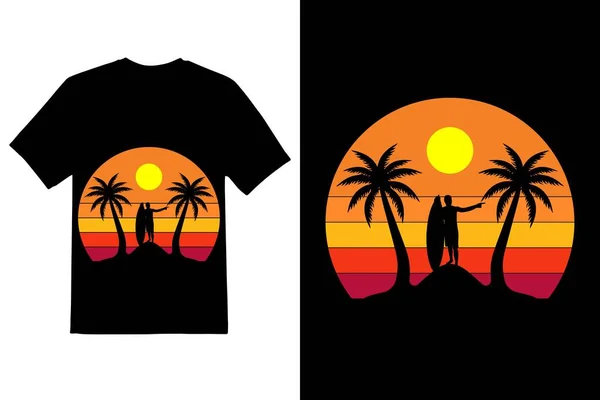 Projekt Letniej Koszuli Lato Wibracje Projektowanie Koszuli — Wektor stockowy