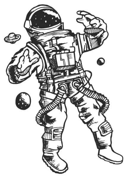 Astronauta Perdido Ilustração Espacial —  Vetores de Stock