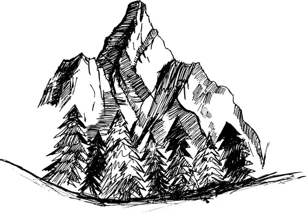 Esboço Estilo Branco Montanha Ilustração — Vetor de Stock