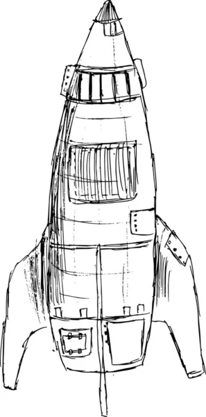 Sketch Style Rocket Illustration — Stock Vector