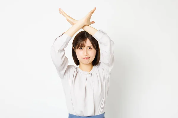 Ofisteki Genç Japon Kadın Jest Yapmıyor — Stok fotoğraf