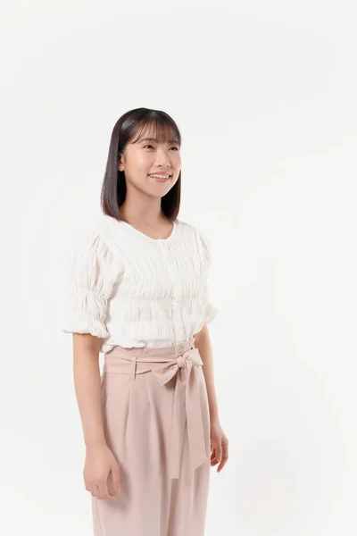 Bela Jovem Asiático Mulher Isolado Fundo — Fotografia de Stock