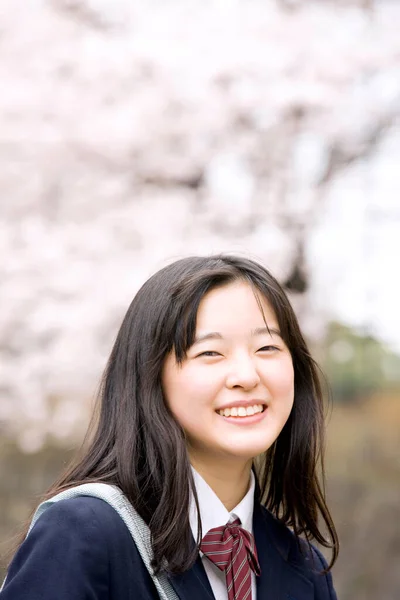 Portrait Young Asian Girl School Uniform — Stock Photo, Image