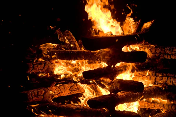 Brinnande Trä Öppen Spis — Stockfoto