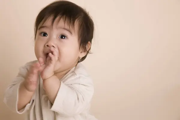 Close Portrait Little Asian Baby — Stock Photo, Image