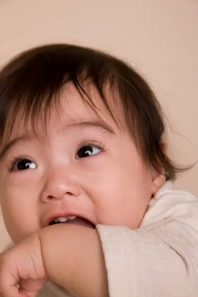 Close Portrait Little Asian Baby — Stock Photo, Image
