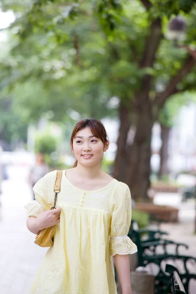 Portrait Beautiful Young Japanese Woman City Street — Stock Photo, Image