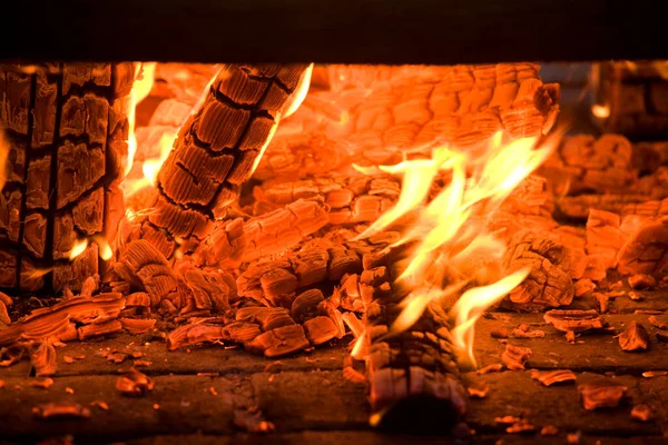 Burning Big Logs Outdoor — Stock Photo, Image