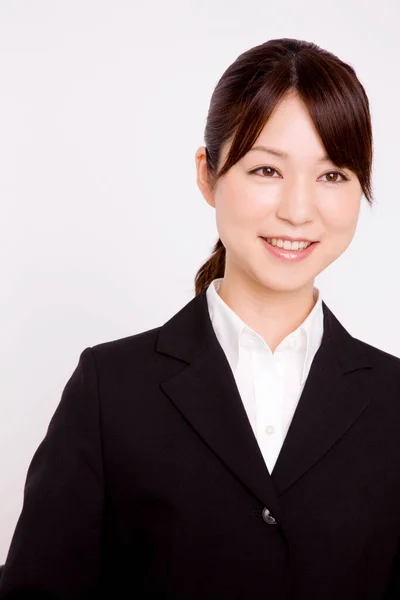 Young Asian Businesswoman Smiling Isolated White Background — Stock Photo, Image