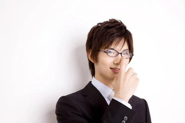 Jovem Asiático Empresário Vestindo Óculos Isolado Fundo — Fotografia de Stock