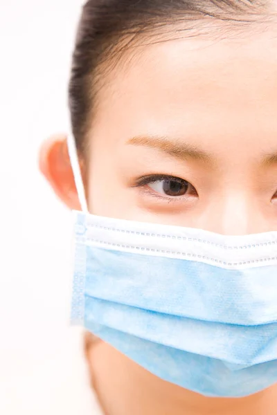 Japonés Mujer Con Máscara Médica Para Protección Cara Contra Covid —  Fotos de Stock
