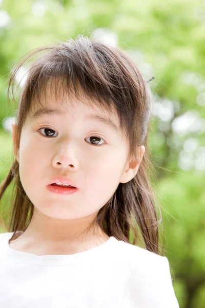 Маленька Азіатська Дівчинка Позує Літньому Парку — стокове фото