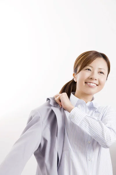 Beautiful Young Asian Businesswoman Wearing Jacket Home Stock Picture
