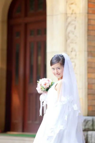 Güzel Asyalı Gelin Portresi Düğün Sabahı — Stok fotoğraf