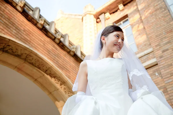 Gyönyörű Ázsiai Menyasszony Portré Esküvői Reggel — Stock Fotó